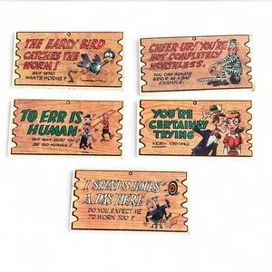 Vintage Wacky Plak Postcards/Trading Cards Set Of 5